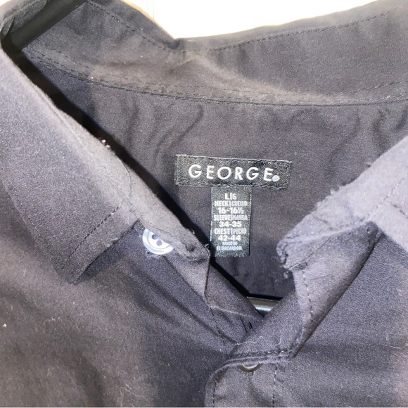George mens black button down shirt Large 16 16.5. - Picture 2 of 3